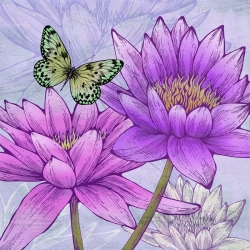 Leinwandbilder. Eve C. Grant, Seerosen und Schmetterlinge (detail)