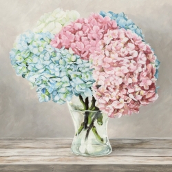 Tableau sur toile. Remy Dellal, Fleurs et Vases Blanc II
