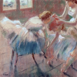 Tableau sur toile. Edgar Degas, Trois danseuses se préparent