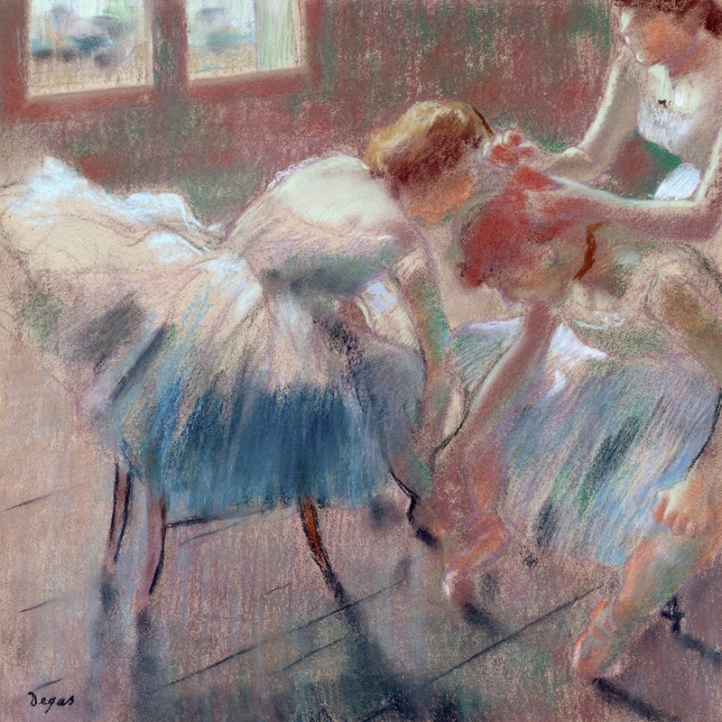 Quadro, stampa su tela. Edgar Degas, Tre ballerine si preparano per la lezione