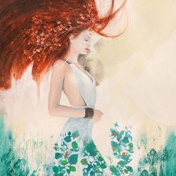 Tableau femme sur toile. Erica Pagnoni, Fée du printemps (détail)
