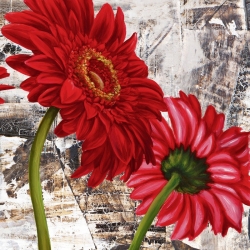 Tableau sur toile. Fleurs modernes, Gerberas rouges III
