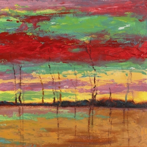 Leinwandbilder mit Bäume. Lucas, Sonnenuntergang über dem Wald III