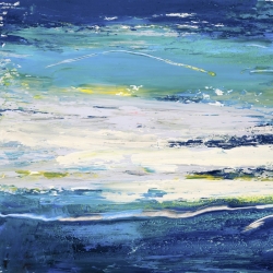 Abstrakte Leinwandbilder in Blau. Lucas, Flying Over the Sea I