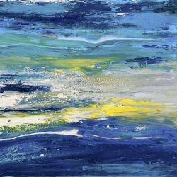 Cuadro abstracto azul en canvas. Lucas, En vuelo sobre el mar II