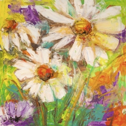 Leinwandbilder mit blumen. Luigi Florio, Gänseblümchen in voller Blüte