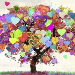 Tableau sur toile. Malìa Rodrigues, Tree of Love (détail)