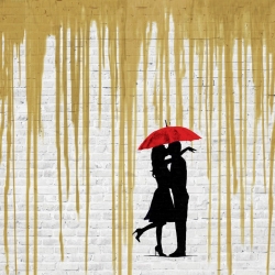 Cuadros graffiti en canvas. Romance in the Rain (Gold, detalle)