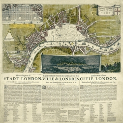 Cuadro mapamundi en canvas. Mapa de Londres, 1666