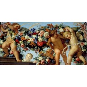 Cuadro en canvas. Carlo Maratta, Cupidos y coronas de flores I