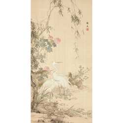 Leinwandbilder Japanische Kunst. Anonym, Willow and Herons