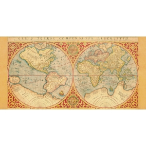 Cuadro mapamundi en canvas. Orbis Terrae Compendiosa Descriptio, 1587
