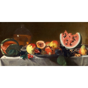 Cuadro en canvas. Pensionante del Saraceni, Bodegón con fruta y jarra