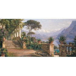 Leinwandbilder Landschaft. Carl Frederic Aagaard, Lodge on Lake Como