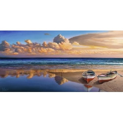Wall art print and canvas. Adriano Galasso, Boats on the Shoreline