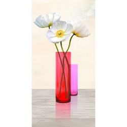 Quadro, stampa su tela. Cynthia Ann, Poppies in crystal vases (Purple II)