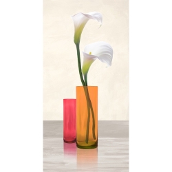 Tableau floral sur toile. Callas dans des vases en cristal II