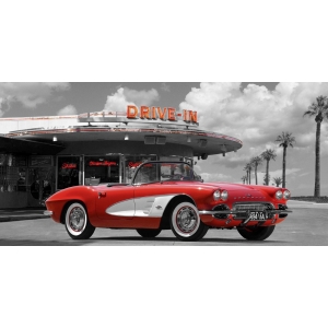 Cuadro de coches en canvas. Gasoline Images, Historical diner, USA