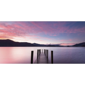 Wall art print and canvas. Twilight on lake, UK