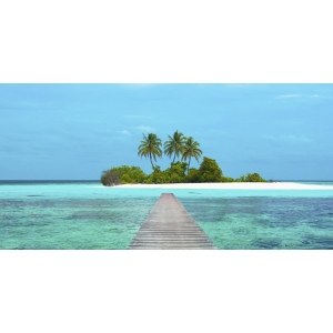 Wall art print and canvas. Pangea Images, Jetty and Maldivian island