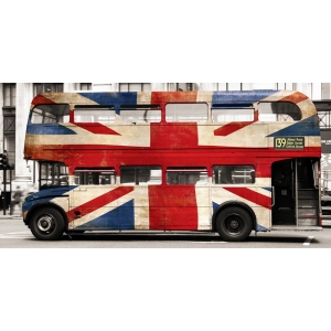 Wall art print and canvas. Union jack double-decker bus, London