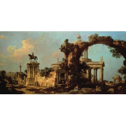 Wall art print and canvas. Canaletto, Capriccio of Roman Ruins with a Renaissance Church