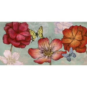 Leinwandbilder. Eve C. Grant, Blumen und Schmetterlinge (Acqua)