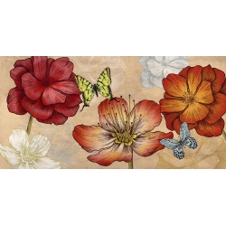 Leinwandbilder. Eve C. Grant, Blumen und Schmetterlinge