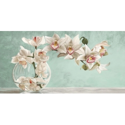 Tableau fleur sur toile. Remy Dellal, Orchid Arrangement II (Celadon)