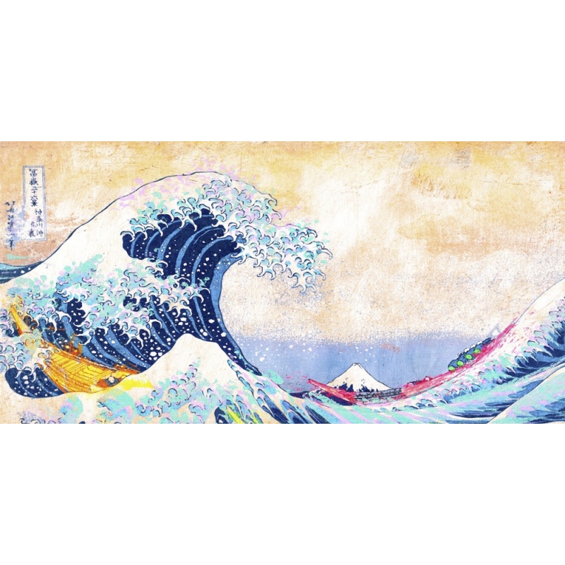 Cuadro pop en canvas. Eric Chestier, La gran ola de Hokusai 2.0 (detalle)