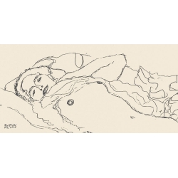 Tableau sur toile. Gustav Klimt, Reclined Woman 