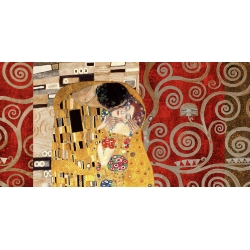 Tableau sur toile. Gustav Klimt, Klimt Patterns – Le baiser (Pewter)
