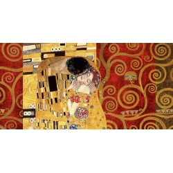 Tableau sur toile. Gustav Klimt, Klimt Patterns – Le baiser (Gold)
