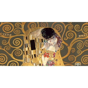 Quadro, stampa su tela. Gustav Klimt, Il Bacio, dettaglio (variante grigio)
