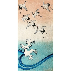 Wall art print and canvas. Ando Hiroshige, Cranes Flying (detail)