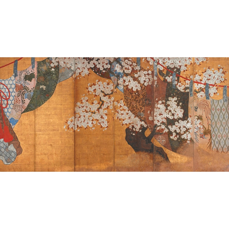 Wall art print and canvas. Wind-screen and cherry tree