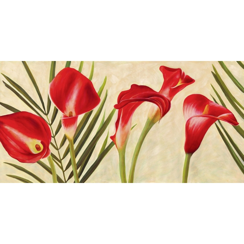 Wall art print and canvas. Jenny Thomlinson, Red Callas