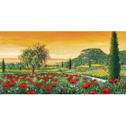 Cuadros de paisajes de campo en canvas. Marzari, Las colinas en flor