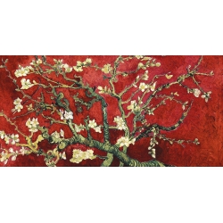 Quadro, stampa su tela. Vincent van Gogh, Van Gogh Deco – Mandorlo in fiore (red variation, dettaglio)
