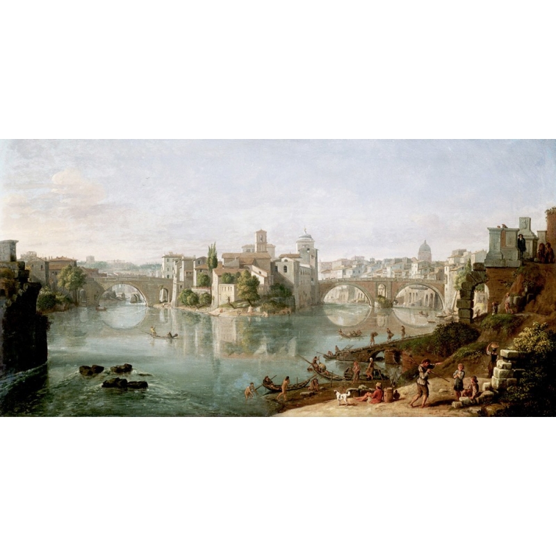 Wall art print and canvas. Gaspar Van Wittel, The Tiber in Rome