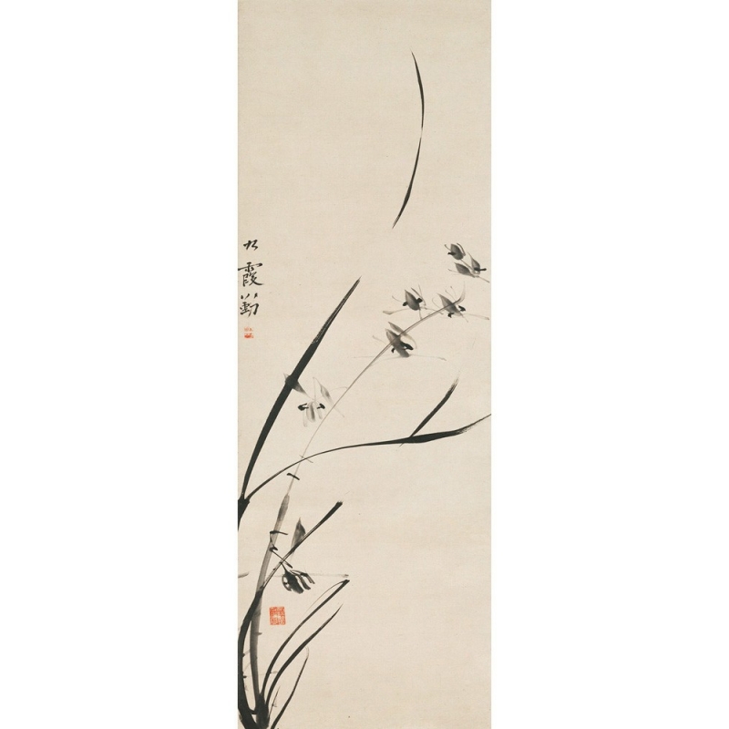 Cuadro japoneses en canvas. Anónimo, Orquídeas