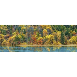 Wall art print and canvas. Krahmer, Lake and forest in autumn, China