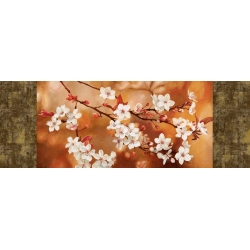 Tableau sur toile. Fleurs modernes, Orange Sakura