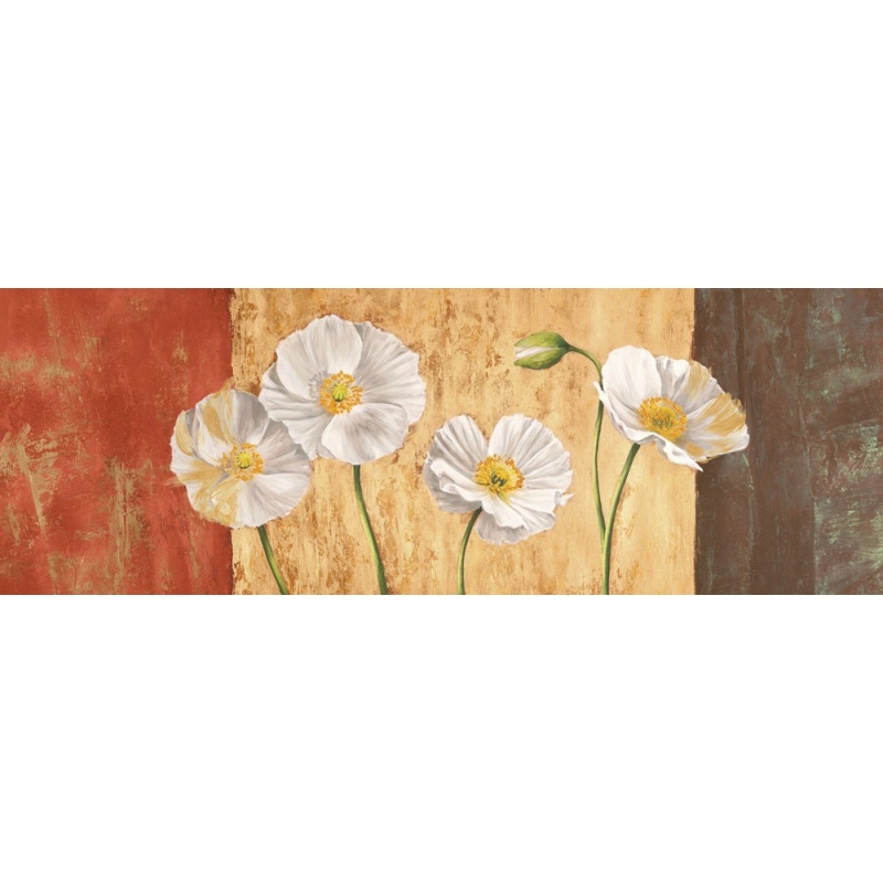 Tableau floral sur toile. Poppies on Smooth Background