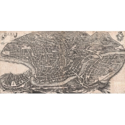 Quadro, stampa su tela. Matthaus Merian, Vista panoramica di Roma, 1640