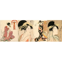 Tableau sur toile. Utamaro Kitagawa, Superbes femmes japonaises