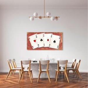 Wall art print and canvas. Sandro Ferrari, Four Aces (Red)