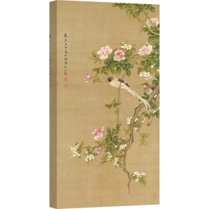 Cuadro japoneses en canvas. Anónimo, Flores y pájaros