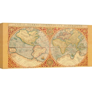 Cuadro mapamundi en canvas. Orbis Terrae Compendiosa Descriptio, 1587