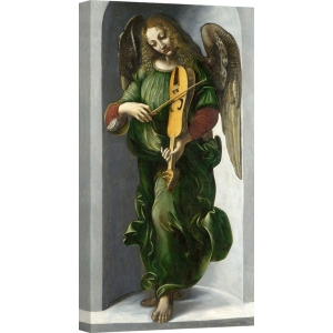 Quadro, stampa su tela. After Leonardo da Vinci, Angelo in verde con una viola